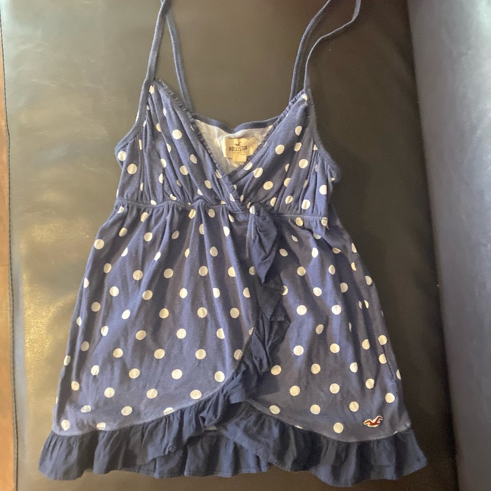 Hollister blue polka dot top